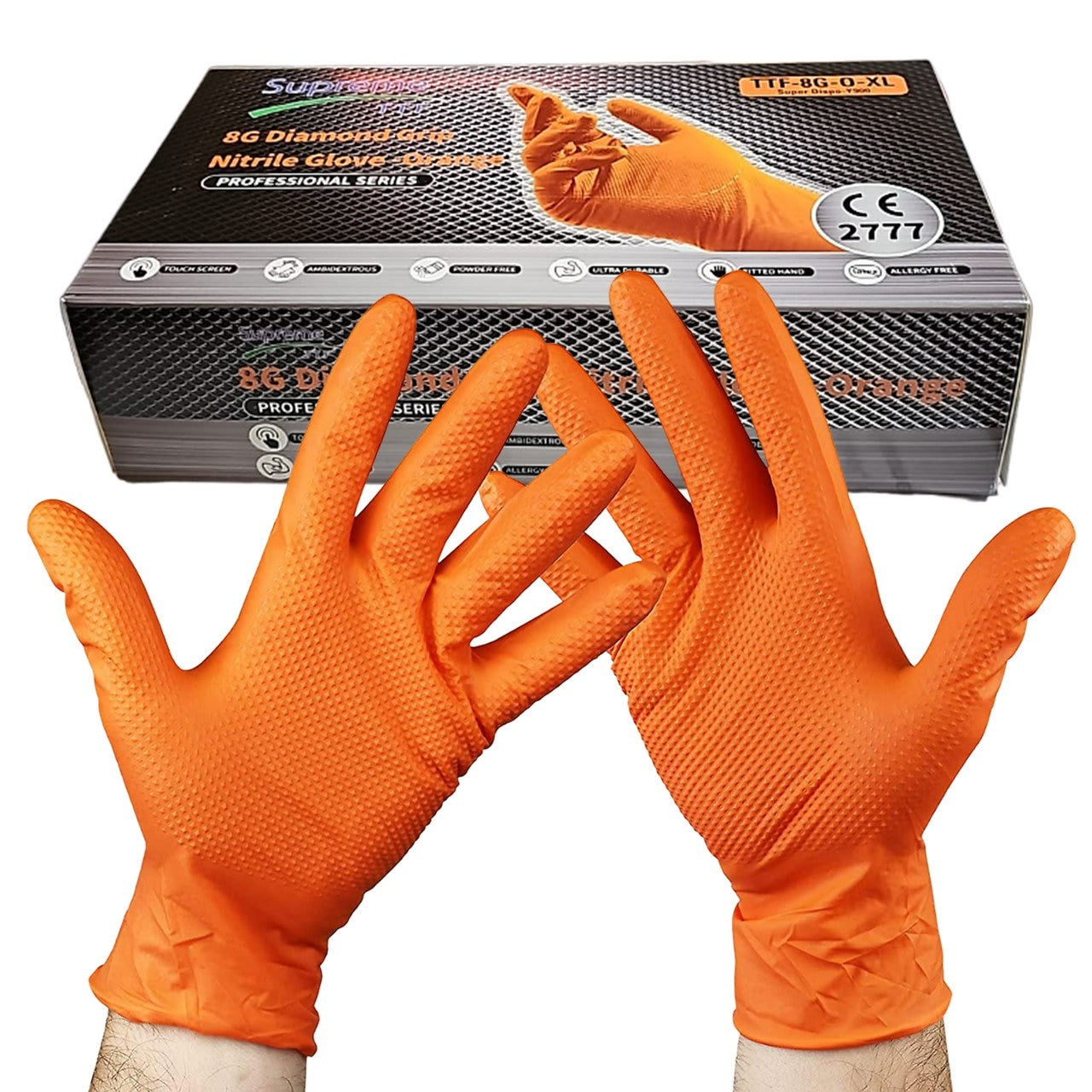 Orange Diamond Grip Gloves - Pack of 50